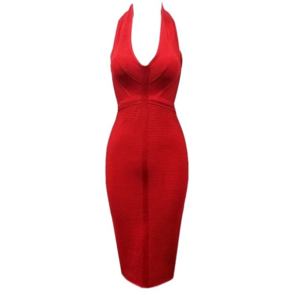 Sexy Red Bodycon Bandage Dress - Picture 3 of 5